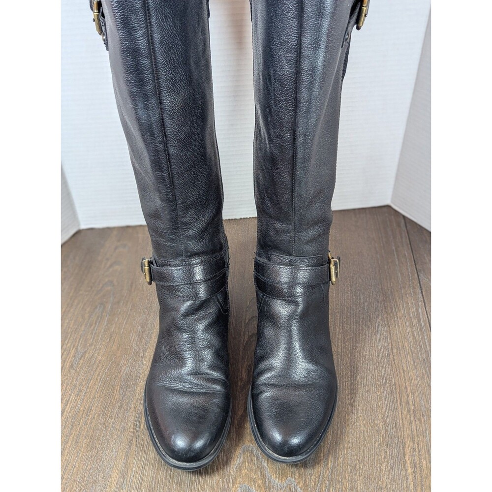 Women's Black Leather Riding Boots - Picture 6 of 16